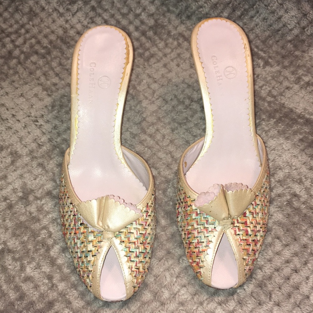 Cole Haan Tall Kitten Heel Open Toe Slip On Sz 9